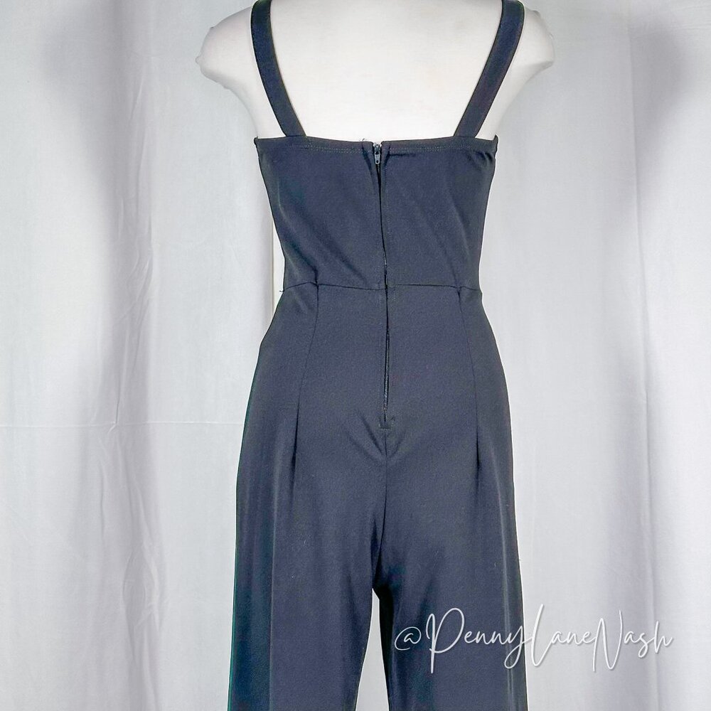 Charlotte Russe Sleeveless Side Striped Jumpsuit Black - Picture 10 of 11
